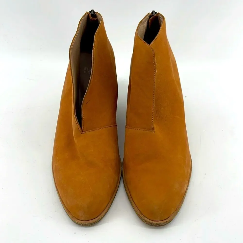 Eileen Fisher Nelson leather split shaft back zip heeled round toe ankle boots 9